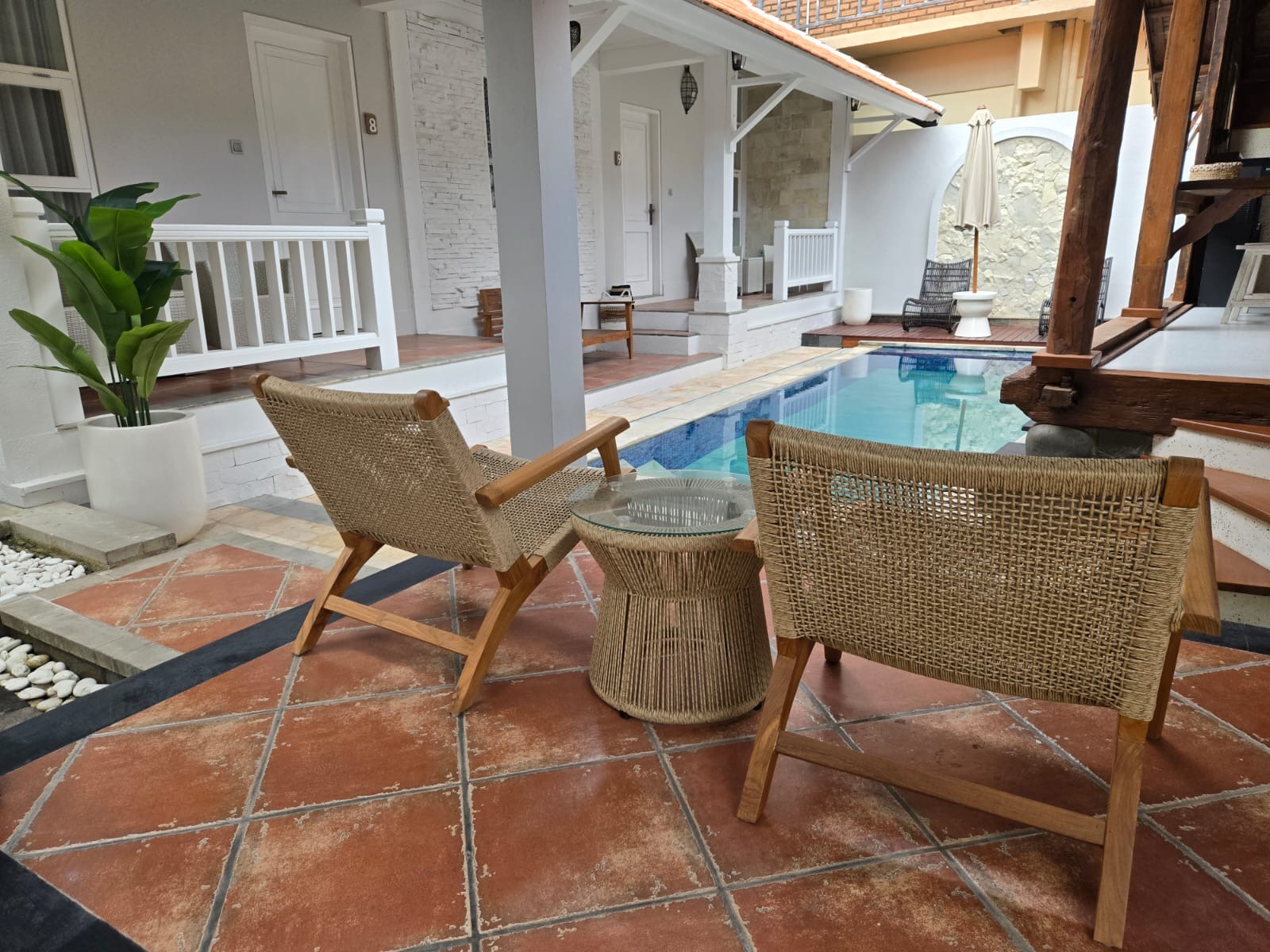Poolside lounge at the Bali villa